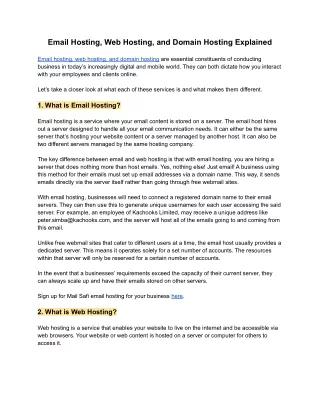 email hosting web hosting and domain hosting