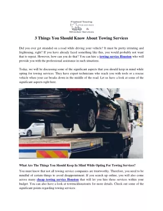 3 things you should know about towing services