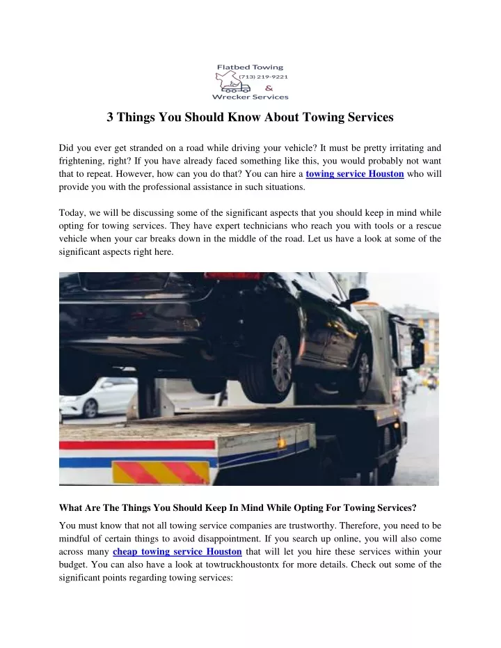 3 things you should know about towing services