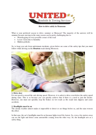 how to drive safely in monsoons