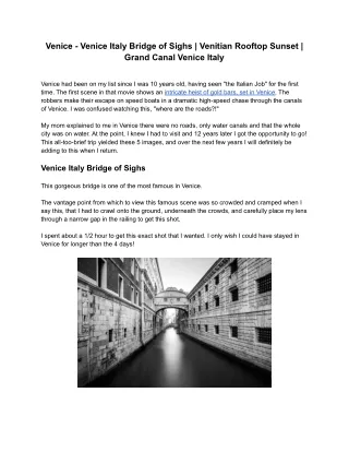 Venice - Venice Italy Bridge of Sighs _ Venitian Rooftop Sunset _ Entrance of the Grand Canal Venice Italy