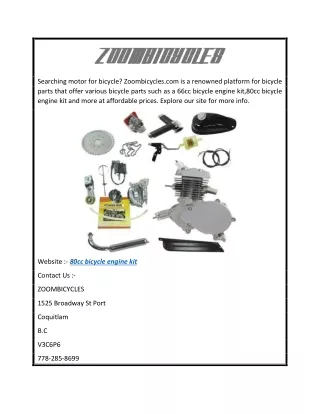 80cc Bicycle Engine Kit  Zoombicycles.com