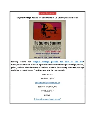 Original Vintage Posters for Sale Online in Uk | Iconicposterart.co.uk