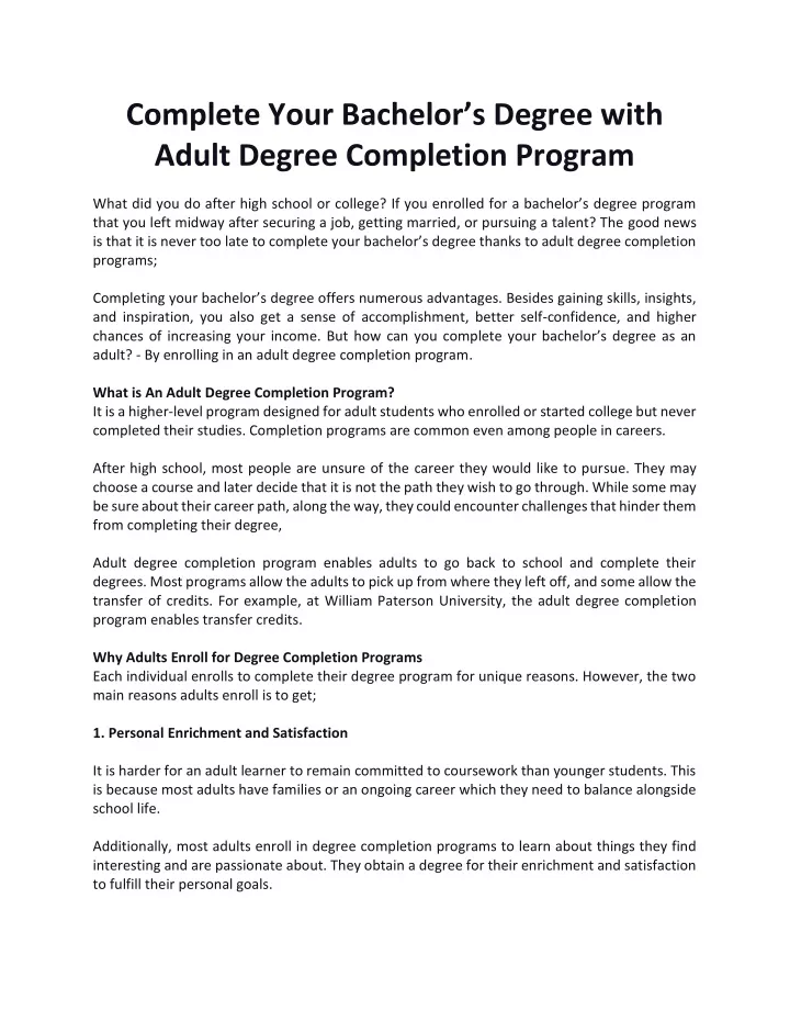 complete your bachelor s degree with adult degree