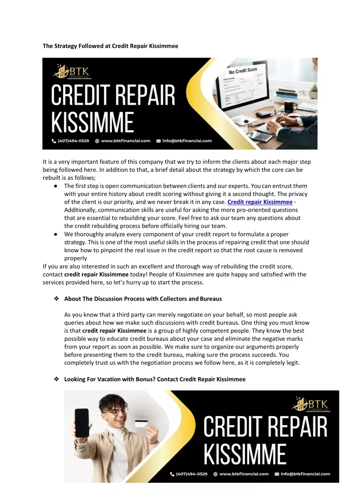 the strategy followed at credit repair kissimmee