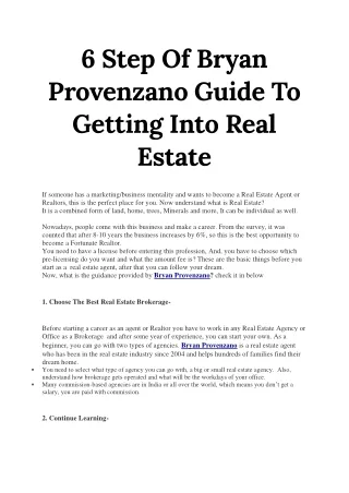 6 Step Of Bryan Provenzano Guide To Getting Into Real Estate