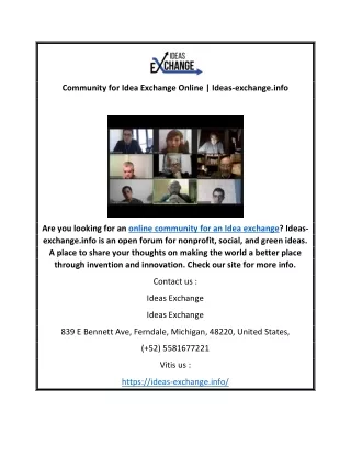 Community for Idea Exchange Online | Ideas-exchange.info