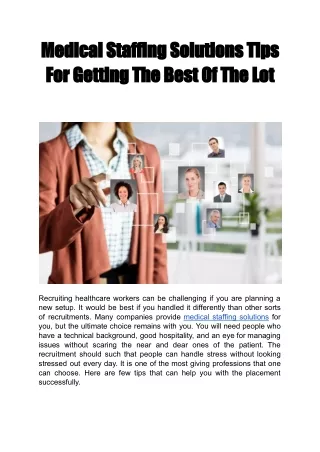 Medical Staffing Solutions Tips For Getting The Best Of The Lot