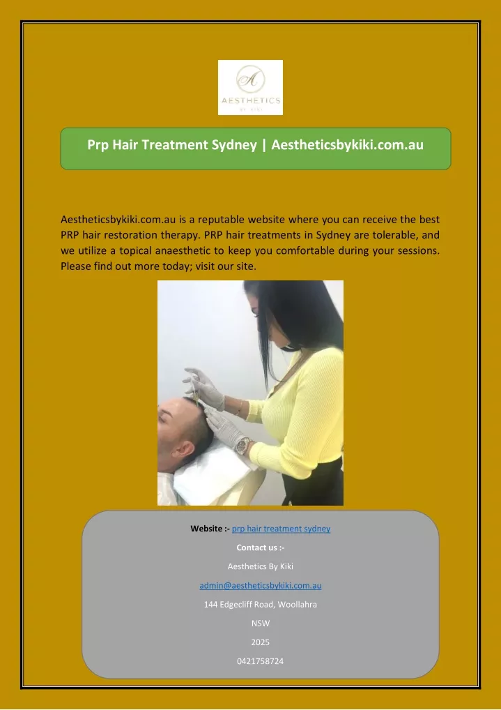 prp hair treatment sydney aestheticsbykiki com au