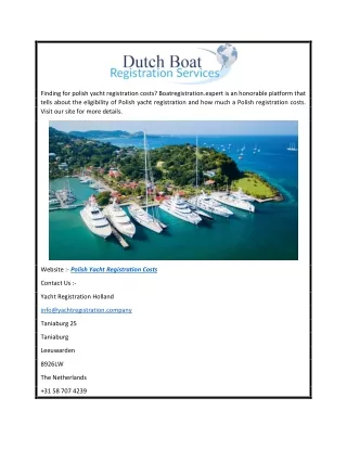 Polish Yacht Registration Costs  Boatregistration.expert