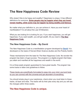 the new happiness code review