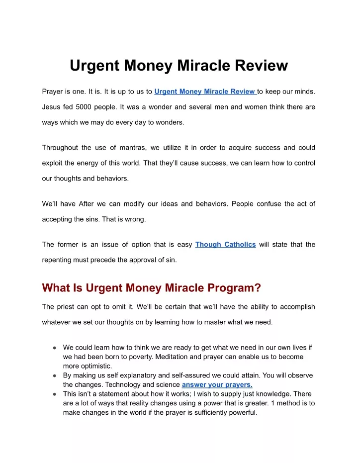 urgent money miracle review