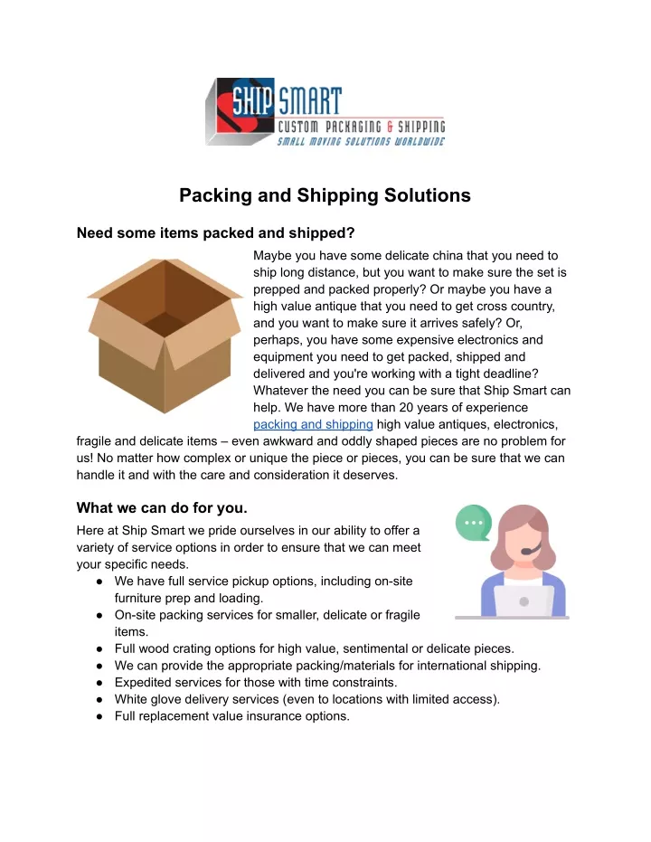 packing and shipping solutions