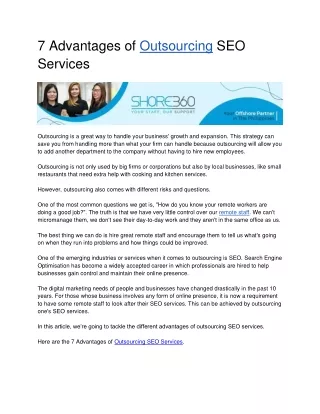 7 advantages of outsourcing seo services