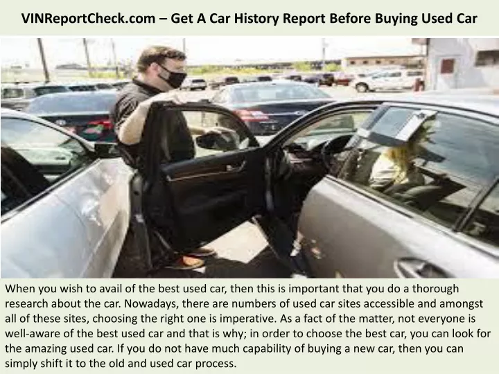 vinreportcheck com get a car history report before buying used car