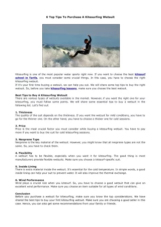 6 Top Tips to Purchase a Kitesurfing Wetsuit