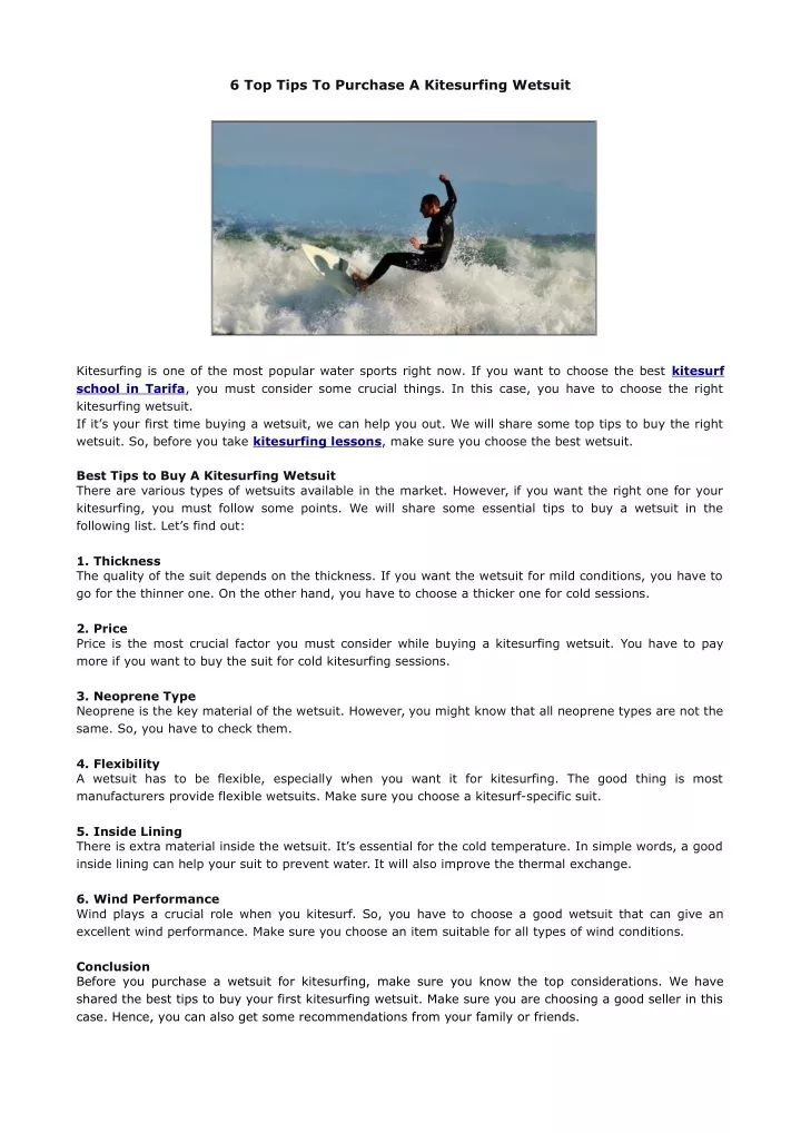 6 top tips to purchase a kitesurfing wetsuit