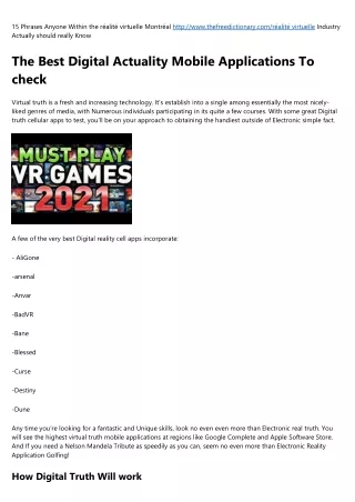 The Advanced Guide to Jeux realite virtuel