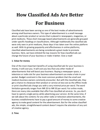 How Classified Ads Are Better For Business