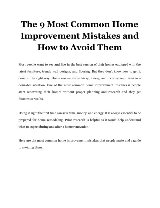 the 9 most common home improvement mistakes