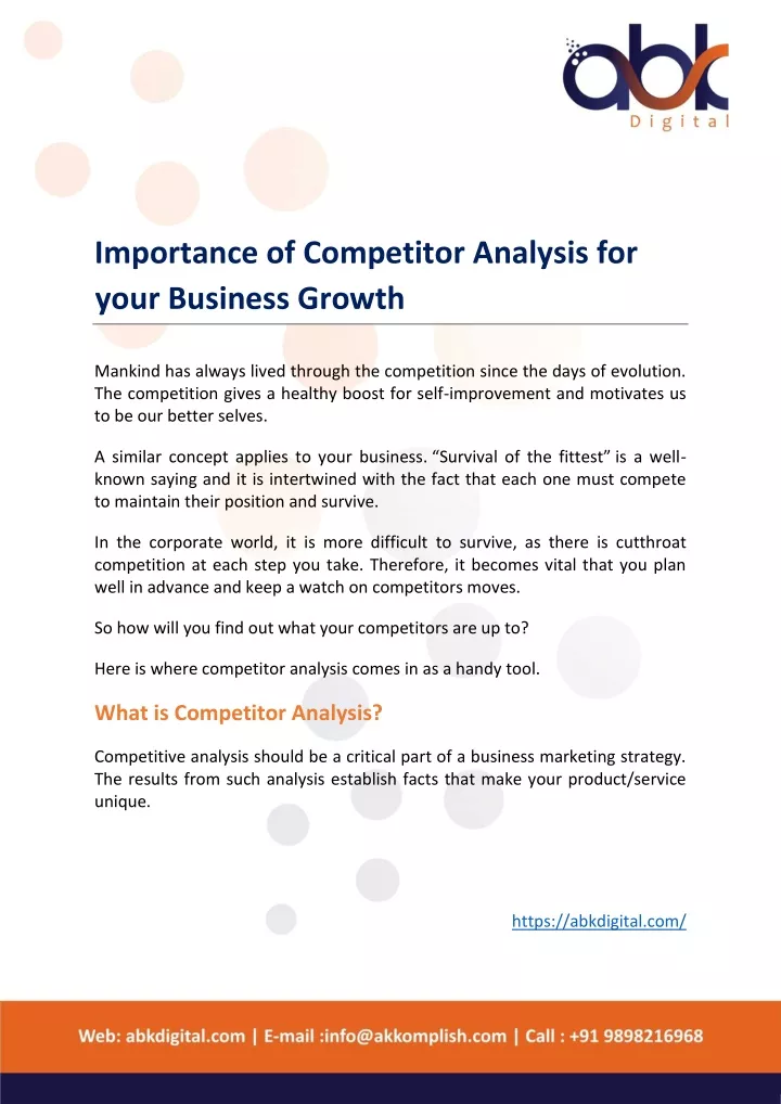 importance of competitor analysis for your