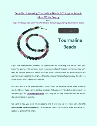 Benefits of wearing tourmaline beads and things to keep in mind while buying