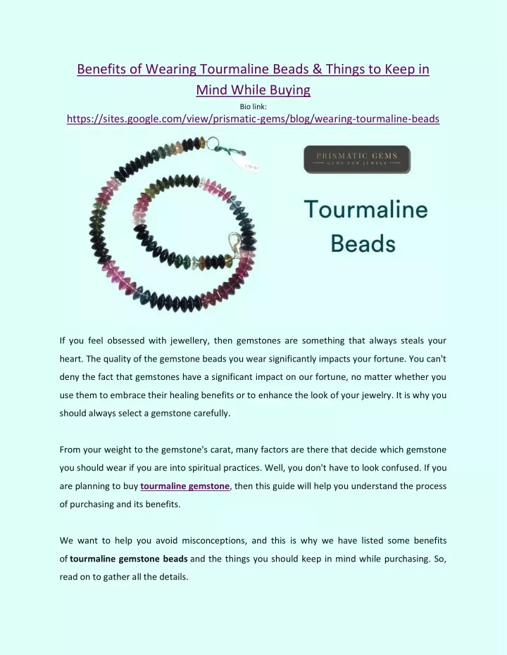 benefits of wearing tourmaline beads things