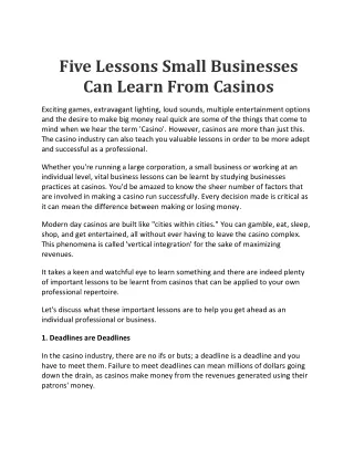Five Lessons Small Businesses Can Learn From Casinos