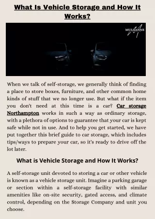 What Is Vehicle Storage and How It Works?