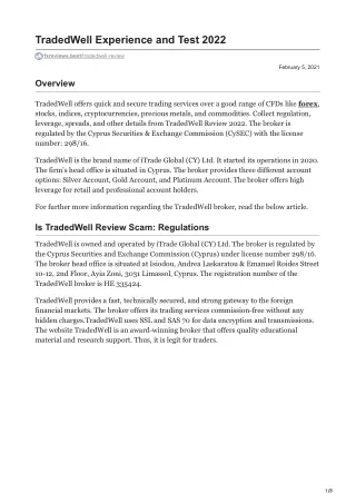 tradedwell experience and test 2022