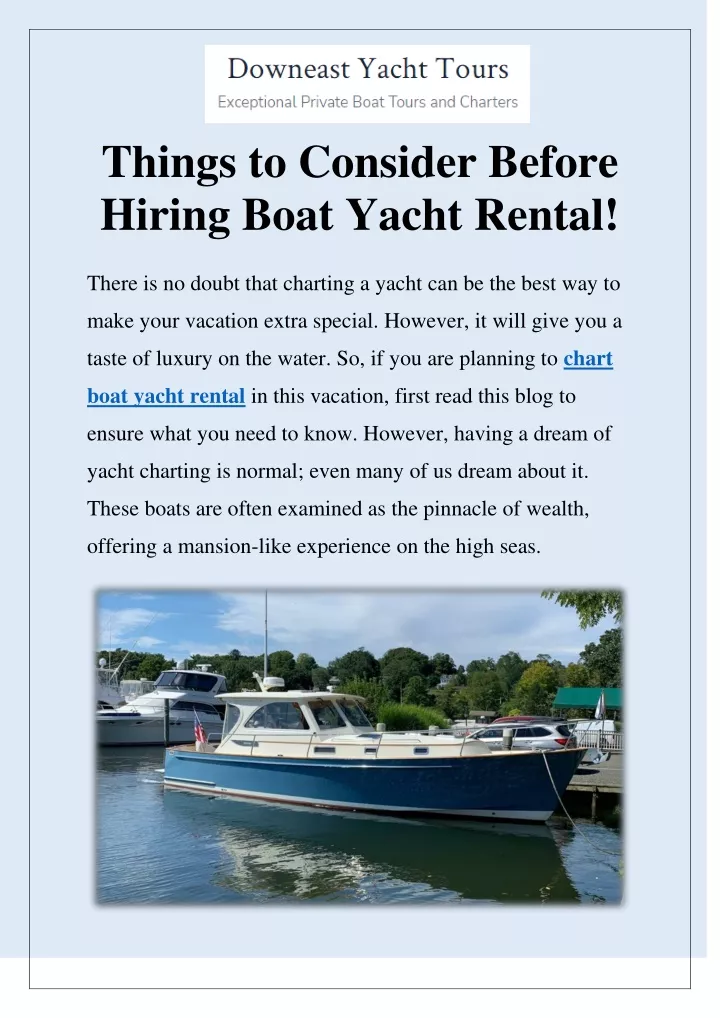 things to consider before hiring boat yacht rental