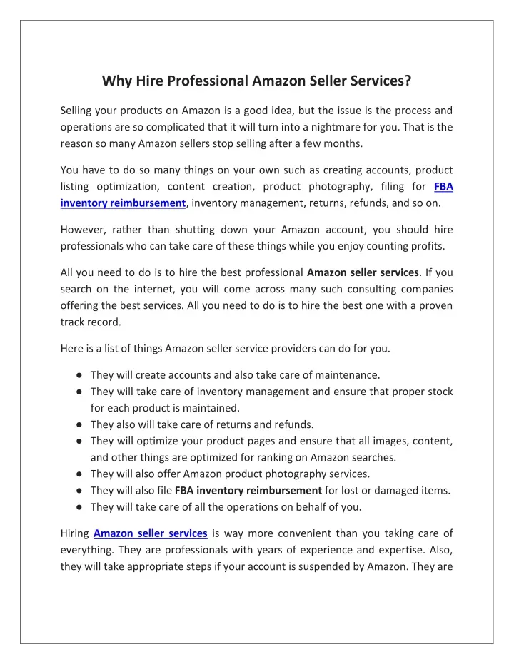 why hire professional amazon seller services