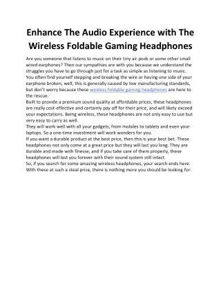 Wireless Foldable Gaming Headphones