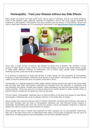 Homeopathy - Treat your Disease without any Side Effects