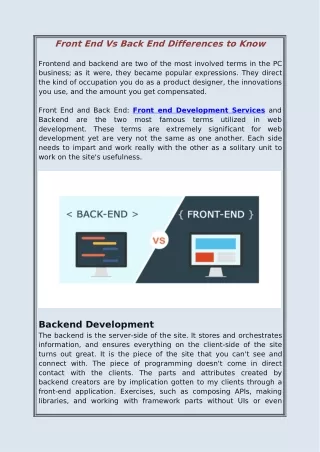 front end vs back end differences to know