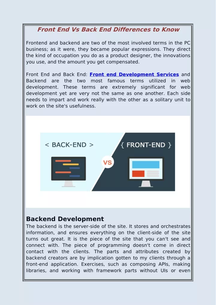 front end vs back end differences to know