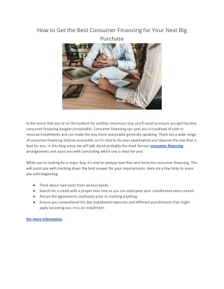 how to get the best consumer financing for your
