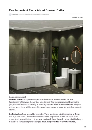 few important facts about shower baths