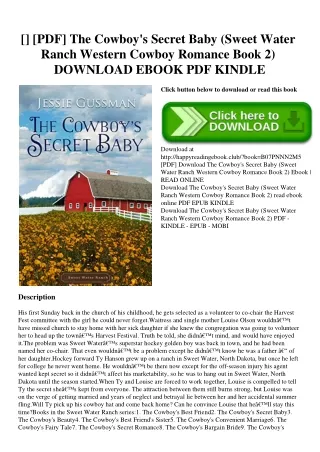 [DOWNLOADPDF] [PDF] The Cowboy's Secret Baby (Sweet Water Ranch Western Cowboy Romance Book 2) DOWNLOAD EBOOK PDF KINDLE