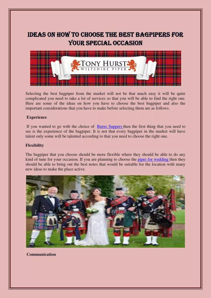 ideas on how to choose the best bagpipers