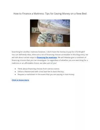 how to finance a mattress tips for saving money