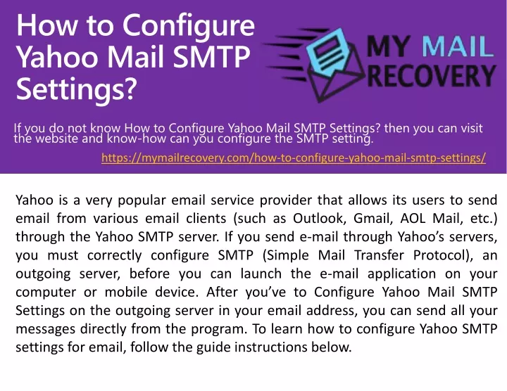 how to configure yahoo mail smtp settings