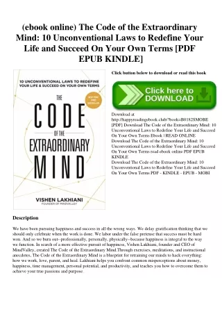 (ebook online) The Code of the Extraordinary Mind 10 Unconventional Laws to Redefine Your Life and Succeed On Your Own T