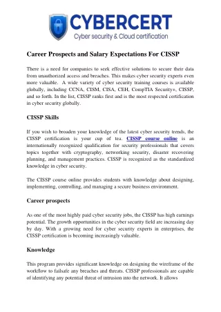 Career Prospects and Salary Expectations For CISSP