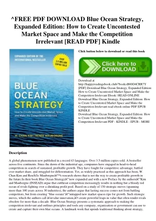 ^FREE PDF DOWNLOAD Blue Ocean Strategy  Expanded Edition How to Create Uncontested Market Space and Make the Competition