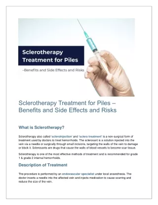sclerotherapy treatment for piles benefits