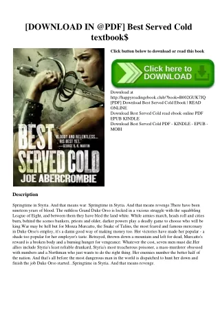 [DOWNLOAD IN @PDF] Best Served Cold textbook$