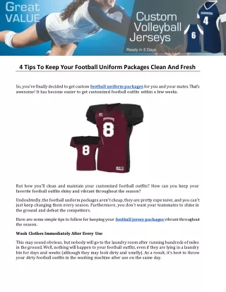 4 Tips To Keep Your Football Uniform Packages Clean And Fresh