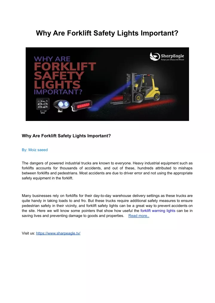 why are forklift safety lights important