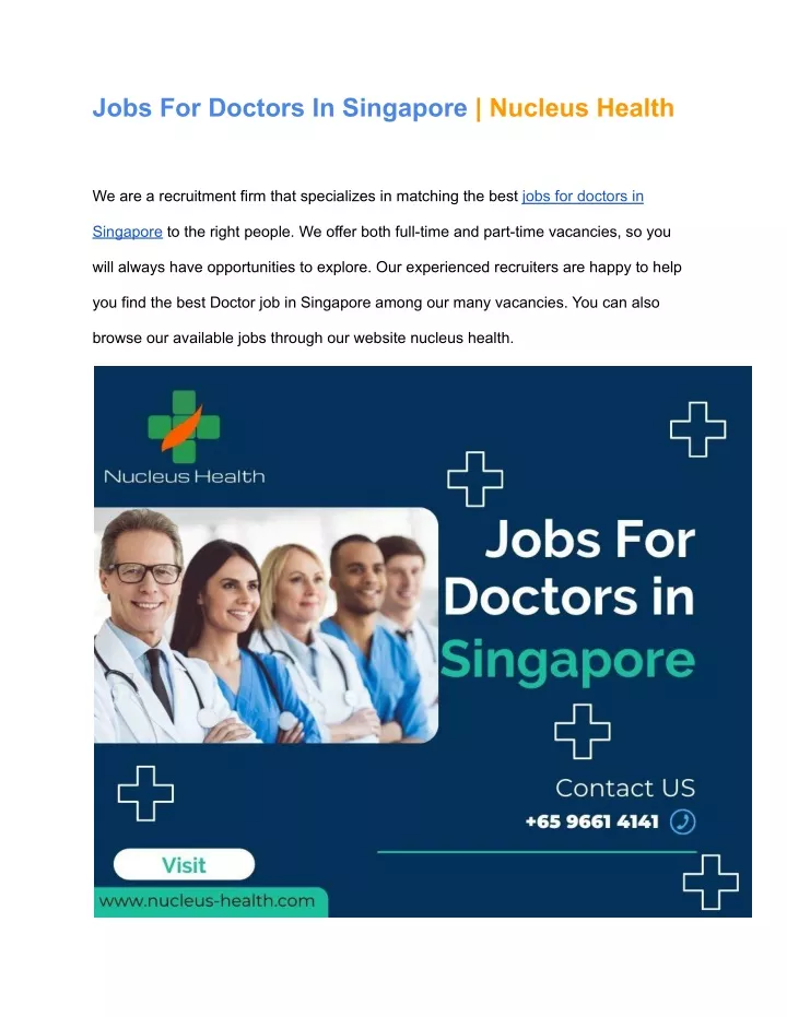 jobs for doctors in singapore nucleus health